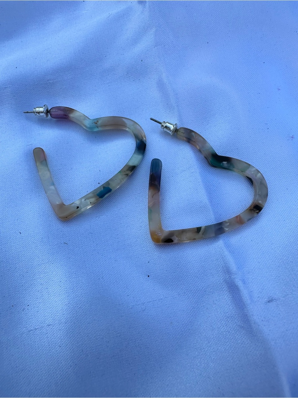 Multicolor Resin Heart Hoop Earrings - Women Jewelry